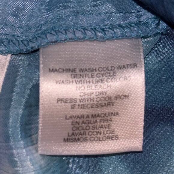 JONES NEW YORK Plus 2X Button Up Long Sleeve Agate Blue Romantic Ruffled Blouse - Picture 6 of 8